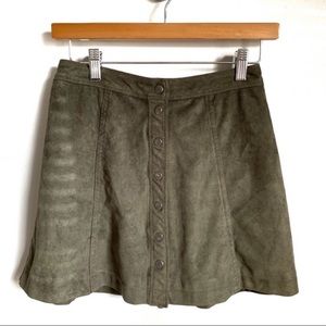 Abercrombie and Fitch Faux Suede Olive Mini Skirt